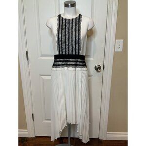 BCBG Max Azria Adelyn White Pleated Skirt High-Low Dress NWT $368 Size 8